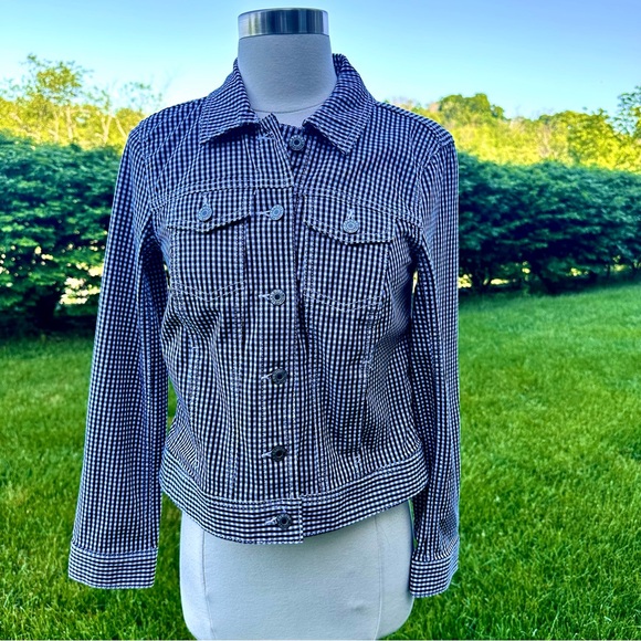 Talbots Black & White Gingham Checked Jean jacket - Picture 1 of 16